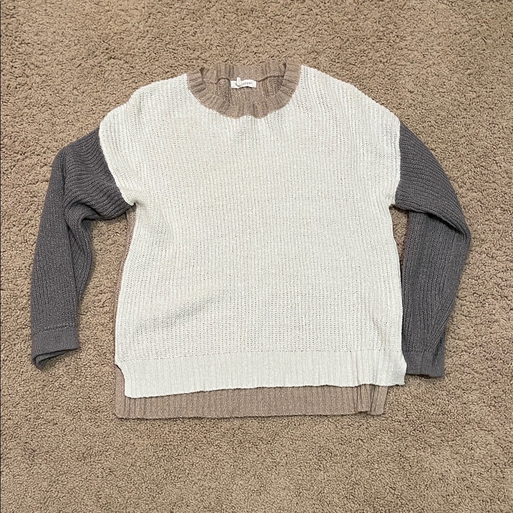 Blu Pepper Two-Tone Sweater in Cream and Brown